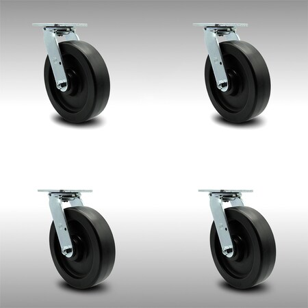 Service Caster 8 Inch SS Polyolefin Swivel Caster Set with Ball Bearing and Swivel Lock SCC SCC-SS30S820-POB-BSL-4